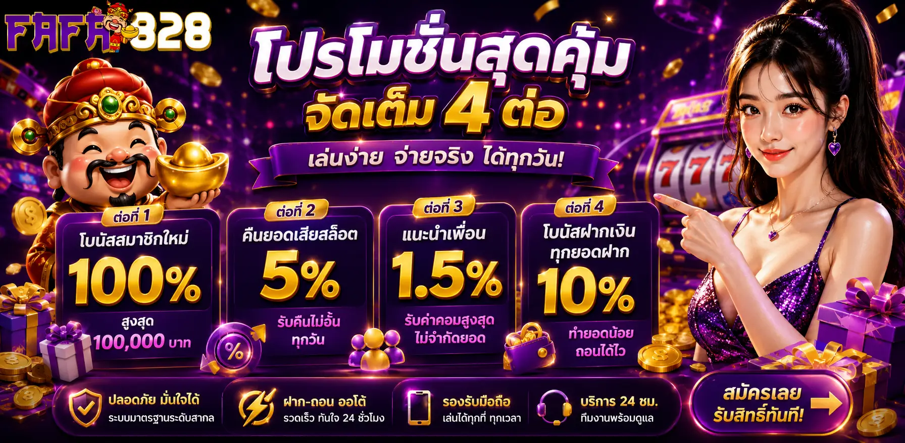 โปรโมชั่น fafa828 สิทธิพิเศษสำหรับสมาชิกสล็อตเว็บตรง